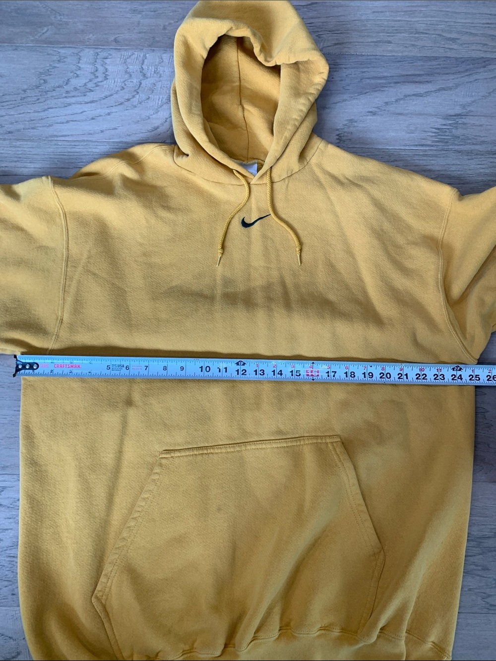 Vintage Nike Yellow Hooded Sweatshirt with Black Swoosh Size XL - Picture 5 of 10